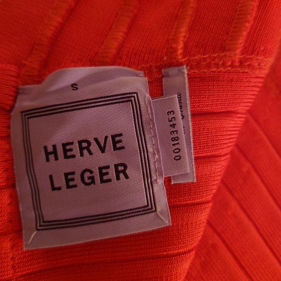 Coral Poppy HERVE LEGER v-neck Scarlett Mini Bandage Dress S Sexy Bodycon Short - Picture 13 of 13